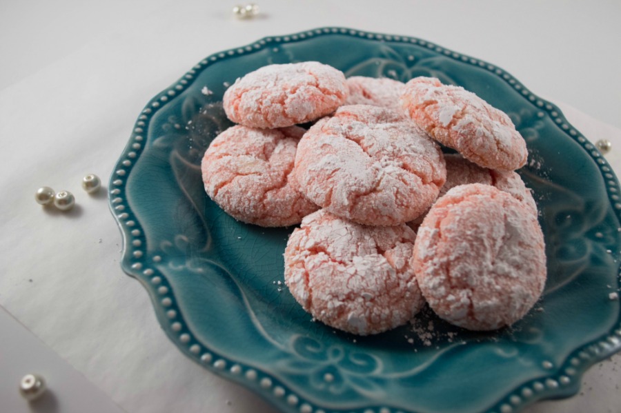 Blush Rose Valentine Crinkle Cookies