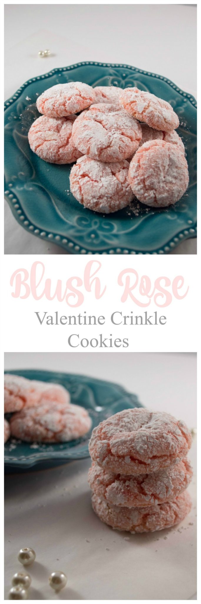 Blush Rose Valentine Crinkle Cookies