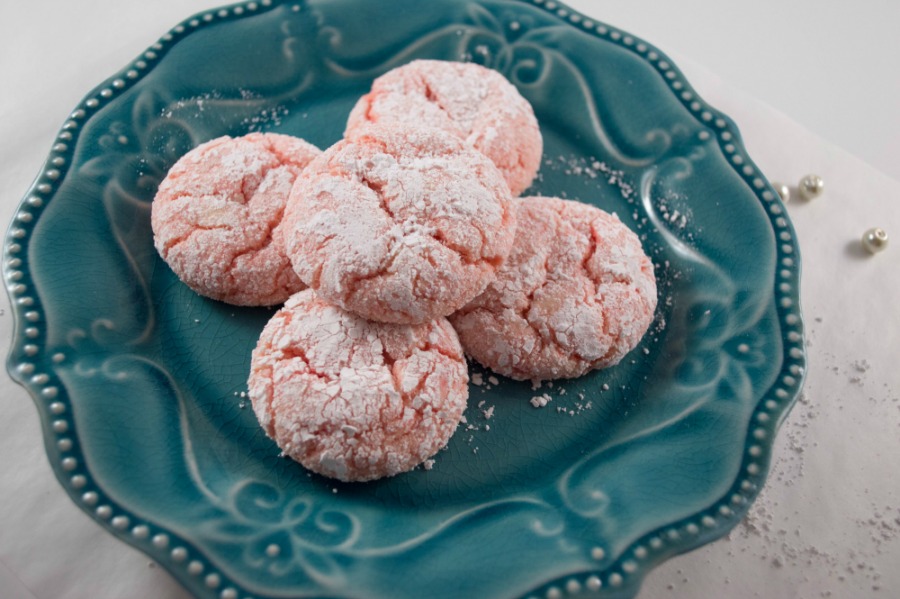 Blush Rose Valentine Crinkle Cookies