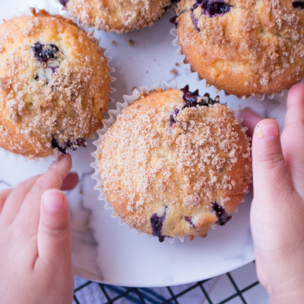 Baking With Kids | Easy Blueberry Muffins Recipe With Crumb Topping