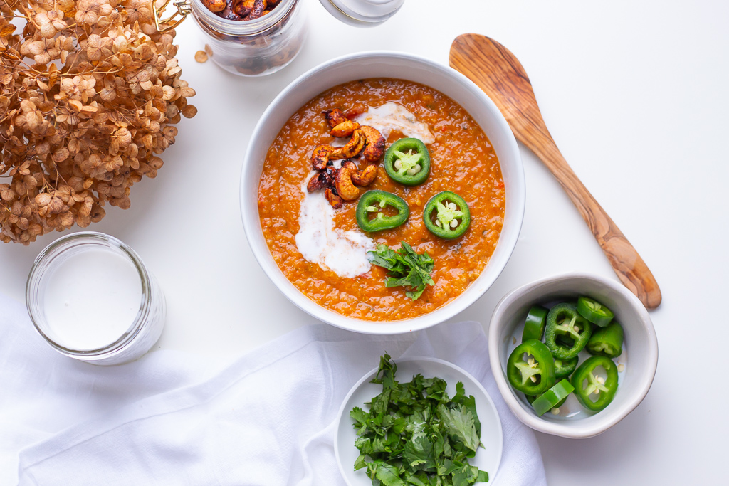 Spicy Red Lentil and Quinoa Soup