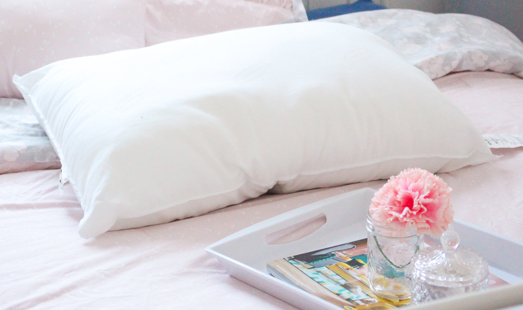 pillow in bed with tray