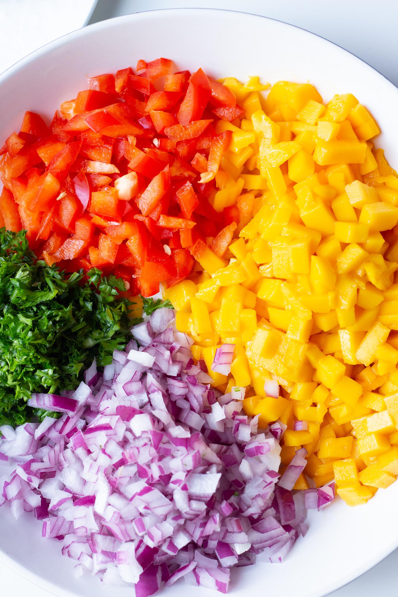 finely chopped veggies in a bowl