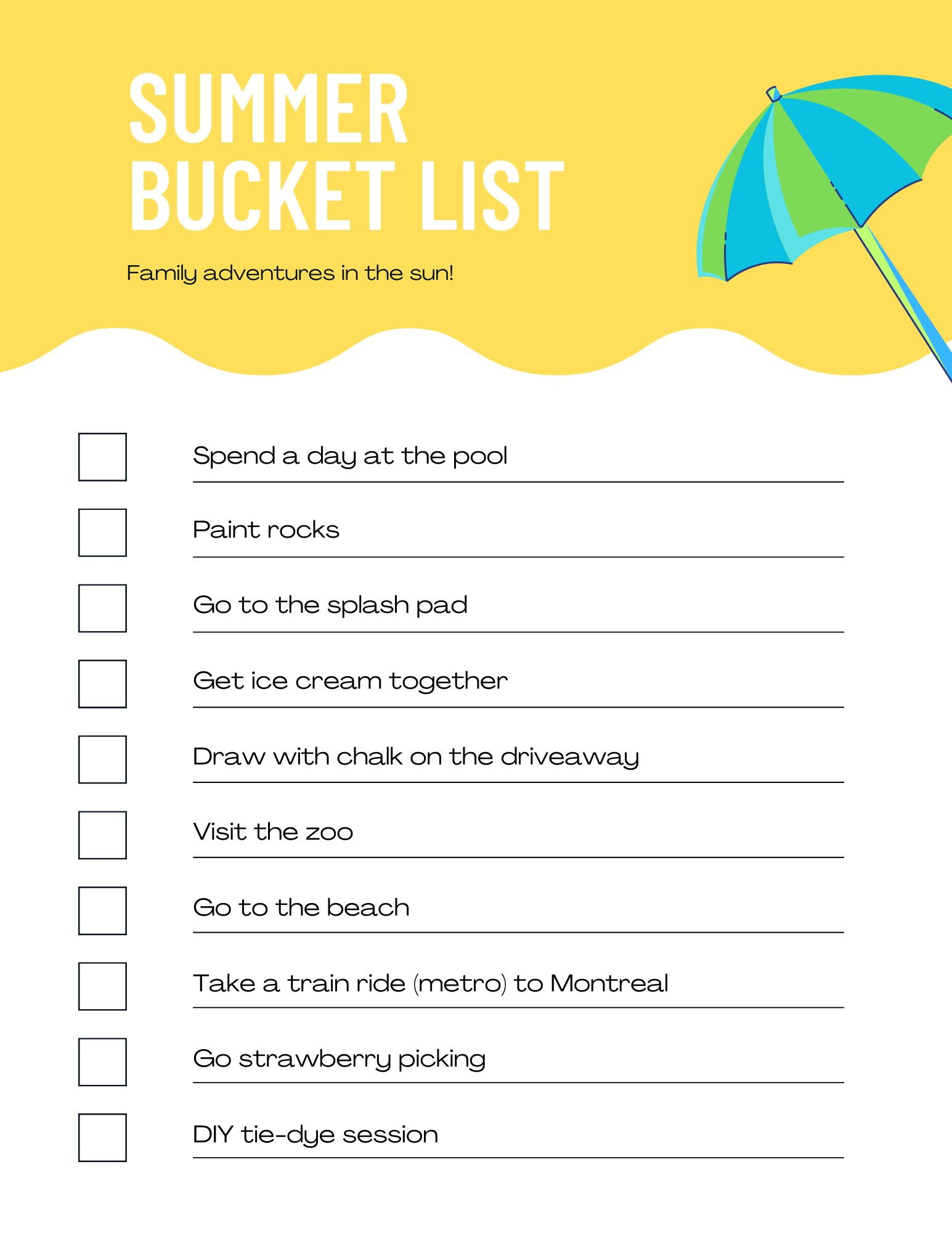 Ultimate Summer Bucket List