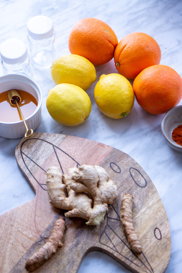 DIY Ginger Turmeric Shots ingredients