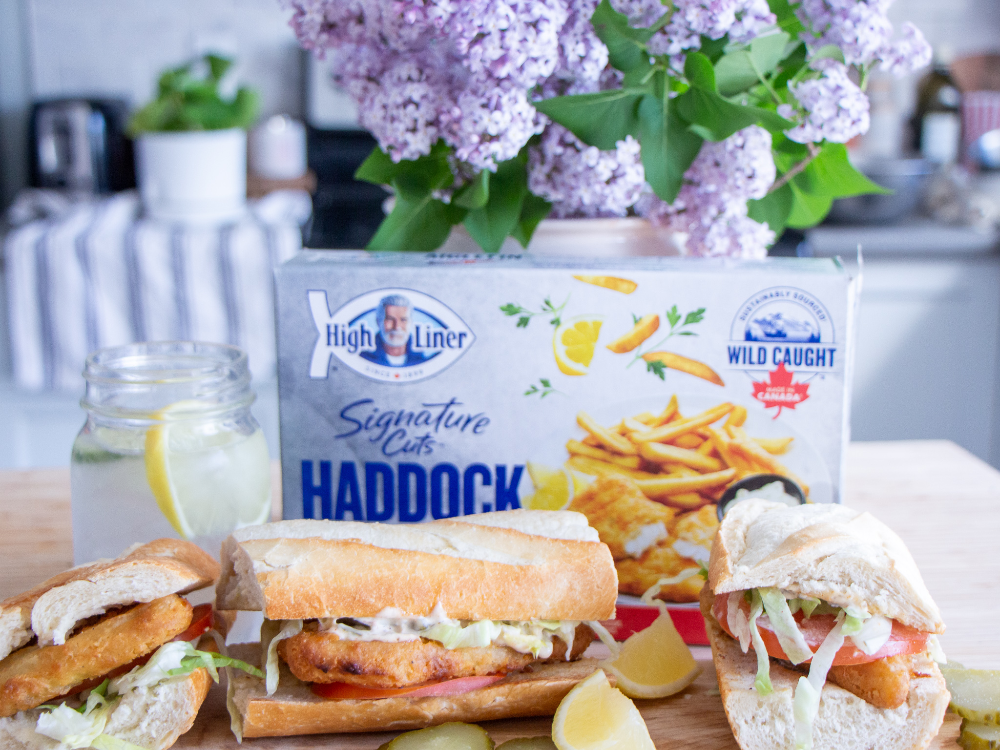 High Liner's Signature Cuts® English Style Battered Haddock Fillets Po’ Boy Sandwich with Cajun Sauce